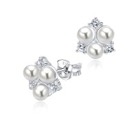 Pearl Silver Stud Earring With CZ STS-3238